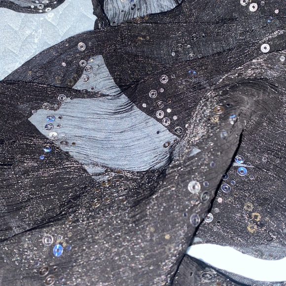 Claire’s brand black sheer scarf with silver sequence - Picture 2 of 3